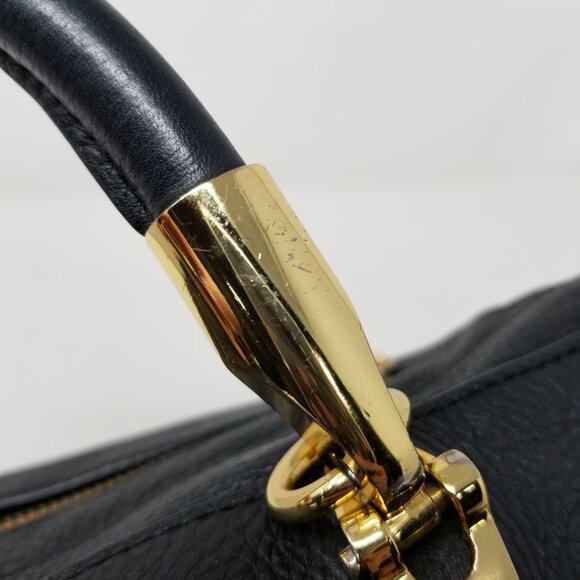 Badgley Mischka Black Leather & Gold Handbag & Crossbody Messenger Bag Handbags - Picture 12 of 16